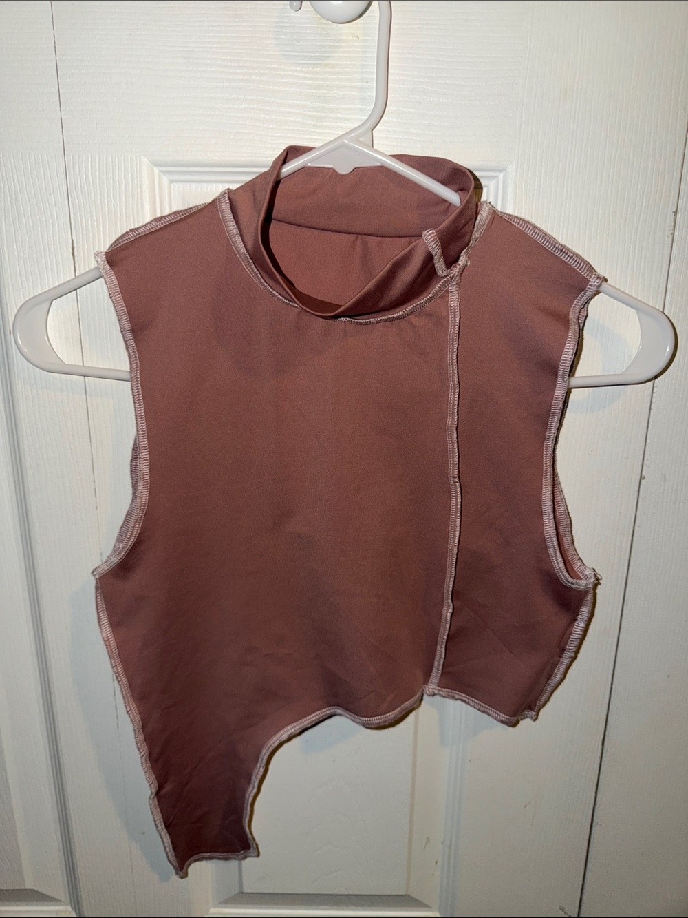 Sleeveless Mock Neck Crop Top with flare bottoms - Mauve Pink